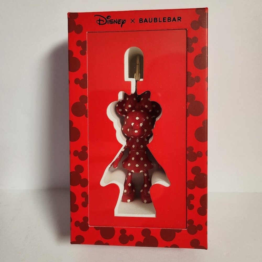Disney Baublebar Minnie Mouse Bag Charm Keychain Polka Dot Red New In Box
